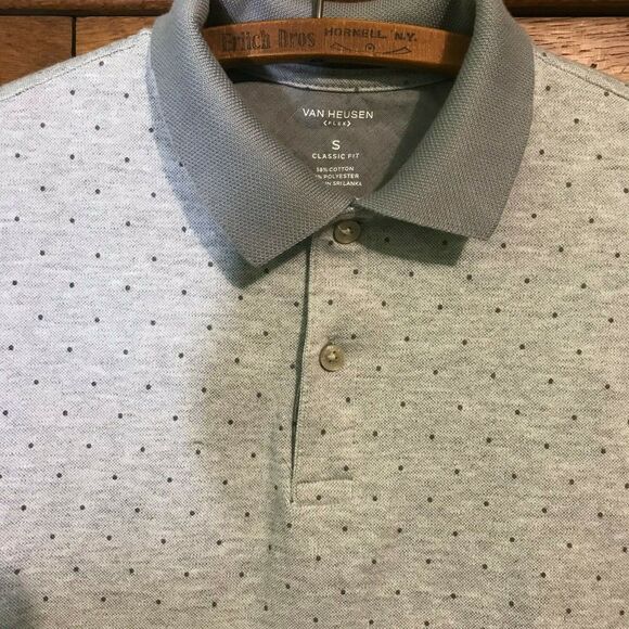 Van Heusen Flex Men's size S Gray Knit Polo Shirt Classic Fit Short Sleeve - Picture 3 of 11